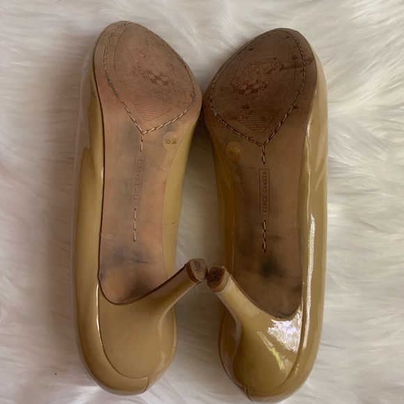 Vince Camuto Patent Leather Open Toe Pumps - Picture 7 of 8